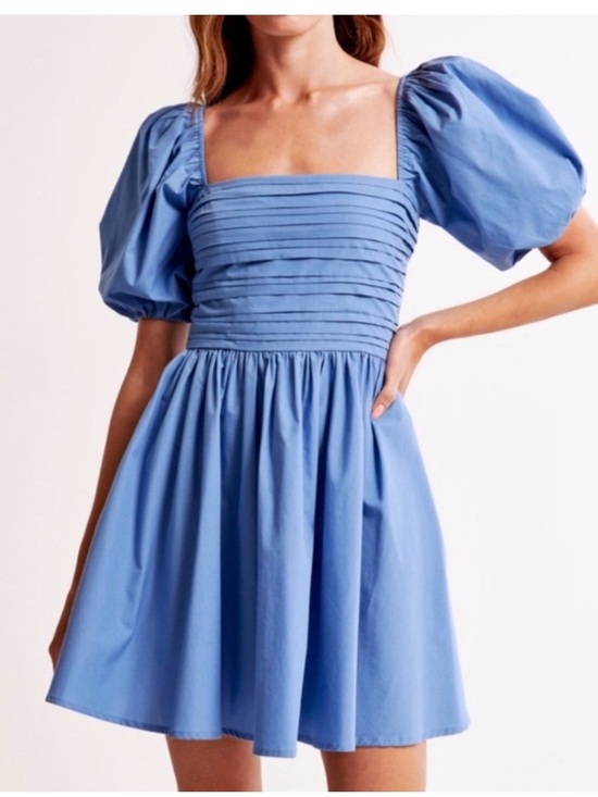 Abercrombie & Fitch Dresses & Skirts - Abercrombie & Fitch Sky Blue Pleated Bodice Puff-Sleeve Mini Dress